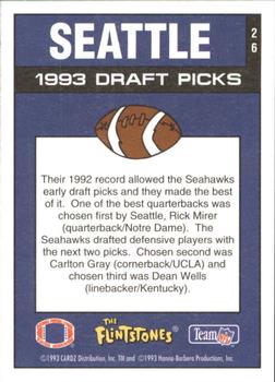 1993 Cardz The Flintstones NFL #26 Seattle - Draft Picks Back