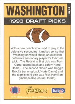 1993 Cardz The Flintstones NFL #28 Washington - Draft Picks Back
