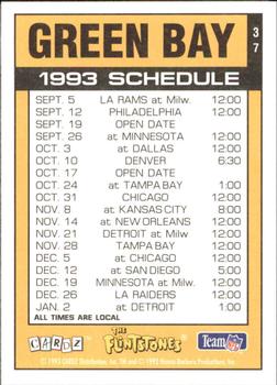 1993 Cardz The Flintstones NFL #37 Green Bay - Schedule Back