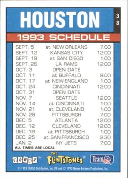 1993 Cardz The Flintstones NFL #38 Houston - Schedule Back