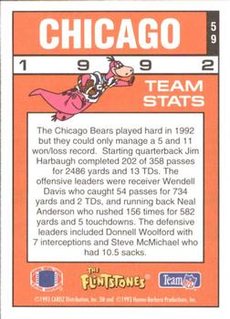 1993 Cardz The Flintstones NFL #59 Chicago - Team Stats Back