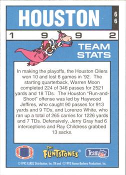 1993 Cardz The Flintstones NFL #66 Houston - Team Stats Back