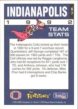 1993 Cardz The Flintstones NFL #67 Indianapolis - Team Stats Back