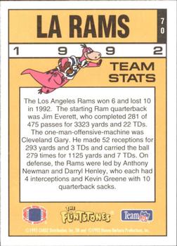 1993 Cardz The Flintstones NFL #70 LA Rams - Team Stats Back