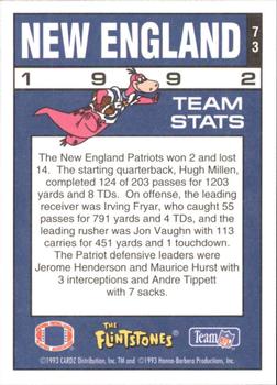 1993 Cardz The Flintstones NFL #73 New England - Team Stats Back