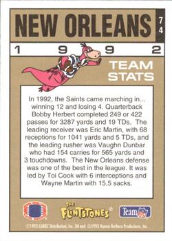 1993 Cardz The Flintstones NFL #74 New Orleans - Team Stats Back