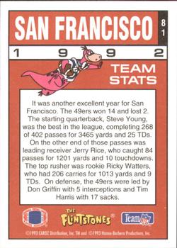 1993 Cardz The Flintstones NFL #81 San Francisco - Team Stats Back