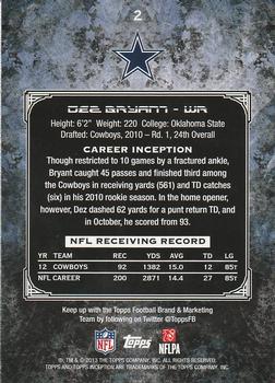 2013 Topps Inception #2 Dez Bryant Back