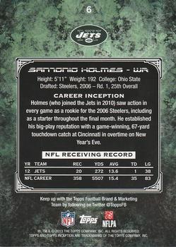 2013 Topps Inception #6 Santonio Holmes Back