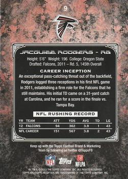 2013 Topps Inception #9 Jacquizz Rodgers Back