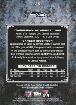 2013 Topps Inception #25 Russell Wilson Back