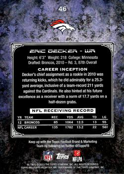 2013 Topps Inception #46 Eric Decker Back