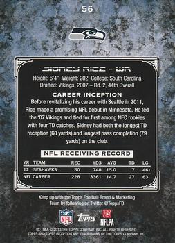 2013 Topps Inception #56 Sidney Rice Back