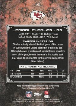 2013 Topps Inception #62 Jamaal Charles Back
