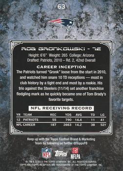 2013 Topps Inception #63 Rob Gronkowski Back