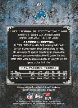 2013 Topps Inception #97 Matthew Stafford Back