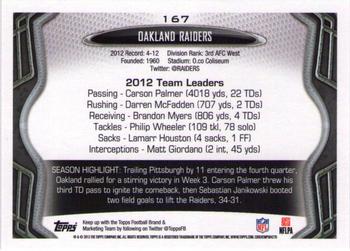 2013 Topps #167 Oakland Raiders Back