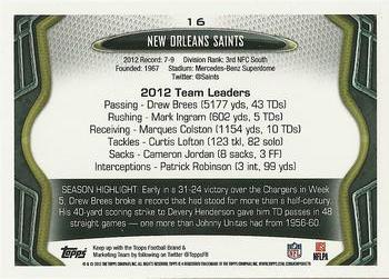 2013 Topps #16 New Orleans Saints Back