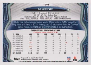 2013 Topps #194 DeMarcus Ware Back