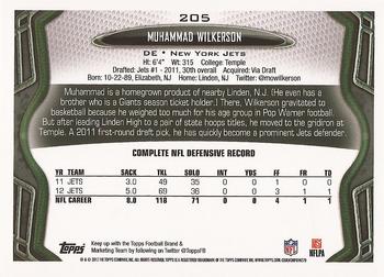 2013 Topps #205 Muhammad Wilkerson Back