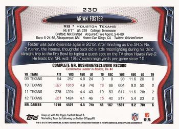 2013 Topps #230 Arian Foster Back