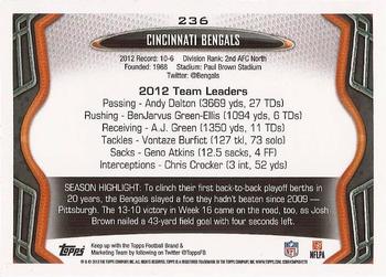 2013 Topps #236 Cincinnati Bengals Back
