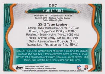 2013 Topps #237 Miami Dolphins Back