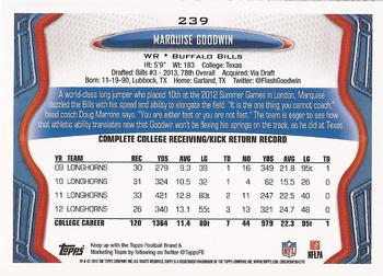 2013 Topps #239 Marquise Goodwin Back