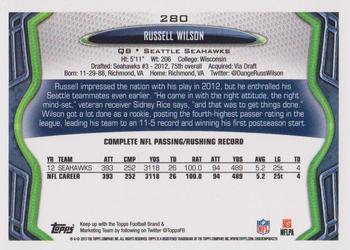 2013 Topps #280 Russell Wilson Back