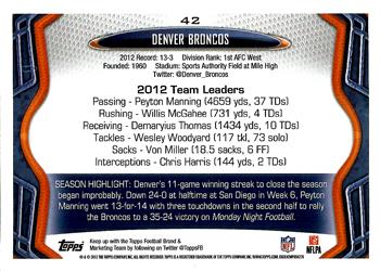 2013 Topps #42 Denver Broncos Back