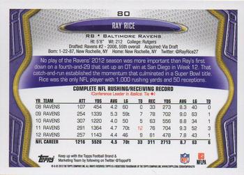 2013 Topps #80 Ray Rice Back