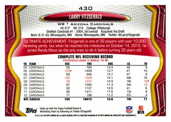 2013 Topps #430 Larry Fitzgerald Back