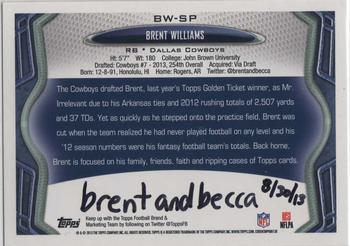 2013 Topps #BW-SP Brent Williams Back