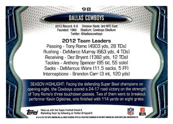 2013 Topps #98 Dallas Cowboys Back