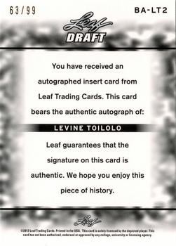 2013 Leaf Metal Draft - Prismatic Silver #BA-LT2 Levine Toilolo Back