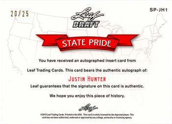 2013 Leaf Metal Draft - State Pride Prismatic Silver #SP-JH1 Justin Hunter Back
