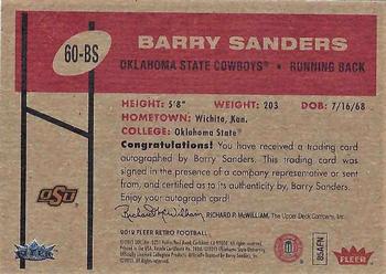 2012 Fleer Retro Ultra - 1960 Fleer Autographs #60-BS Barry Sanders Back