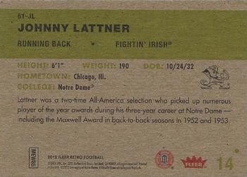 2012 Fleer Retro Ultra - 1961 Fleer #61-JL Johnny Lattner Back