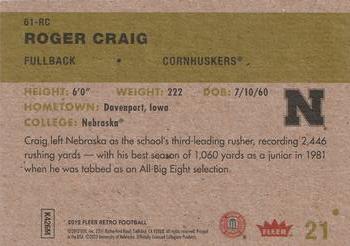 2012 Fleer Retro Ultra - 1961 Fleer #61-RC Roger Craig Back