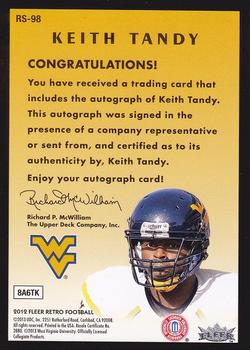 2012 Fleer Retro Ultra - Rookie Sensations Autographs #RS-98 Keith Tandy Back