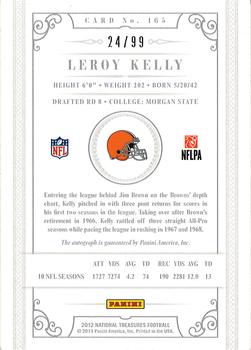 2012 Panini National Treasures #165 Leroy Kelly Back