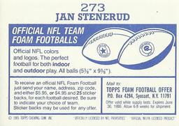 1985 Topps Stickers #273 Jan Stenerud Back