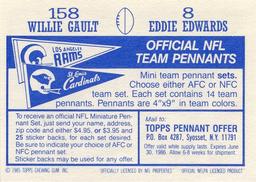 1985 Topps Stickers #8 / 158 Eddie Edwards / Willie Gault Back