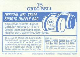 1985 Topps Stickers #15 Greg Bell Back