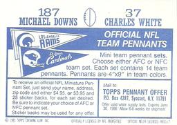 1985 Topps Stickers #37 / 187 Charles White / Michael Downs Back