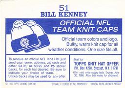 1985 Topps Stickers #51 Bill Kenney Back