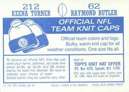 1985 Topps Stickers #62 / 212 Raymond Butler / Keena Turner Back