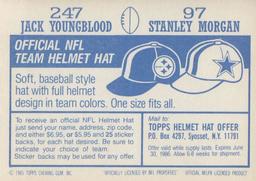 1985 Topps Stickers #97 / 247 Stanley Morgan / Jack Youngblood Back