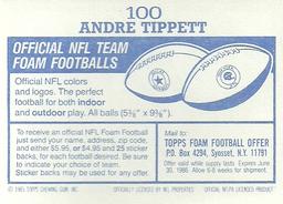 1985 Topps Stickers #100 Andre Tippett Back