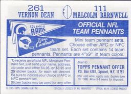 1985 Topps Stickers #111 / 261 Malcolm Barnwell / Vernon Dean Back